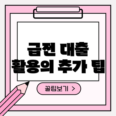 급전 대출 활용의 추가 팁