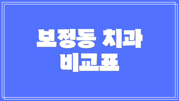 보정동 치과 비교표