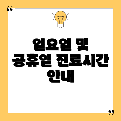 일요일 및 공휴일 진료시간 안내