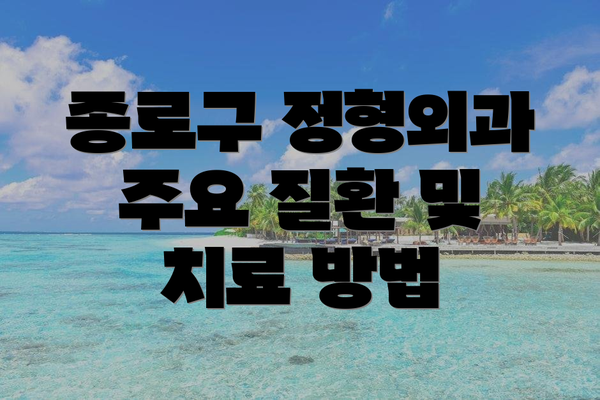 종로구 정형외과 주요 질환 및 치료 방법