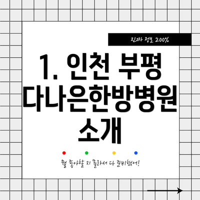 1. 인천 부평 다나은한방병원 소개