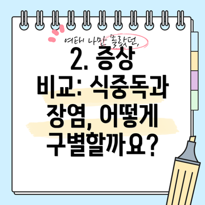 2. 증상 비교: 식중독과 장염, 어떻게 구별할까요?