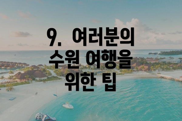 9.  여러분의 수원 여행을 위한 팁
