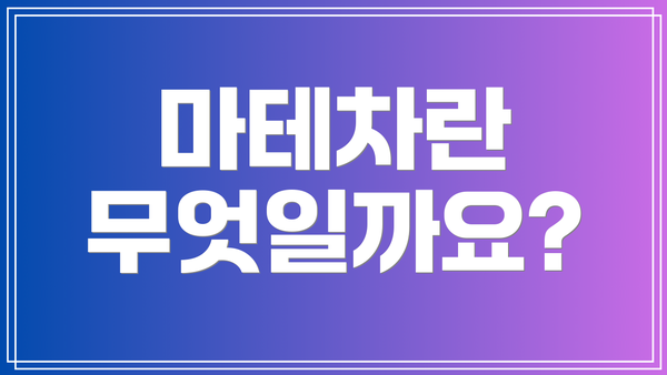 마테차란 무엇일까요?