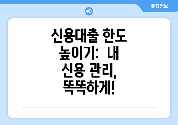 신용대출 한도 높이기:  내 신용 관리,  똑똑하게!