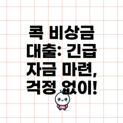 콕 비상금 대출: 긴급 자금 마련,  걱정 없이!