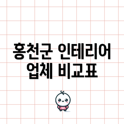 홍천군 인테리어 업체 비교표