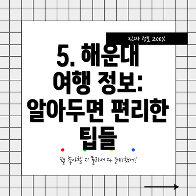 5. 해운대 여행 정보: 알아두면 편리한 팁들