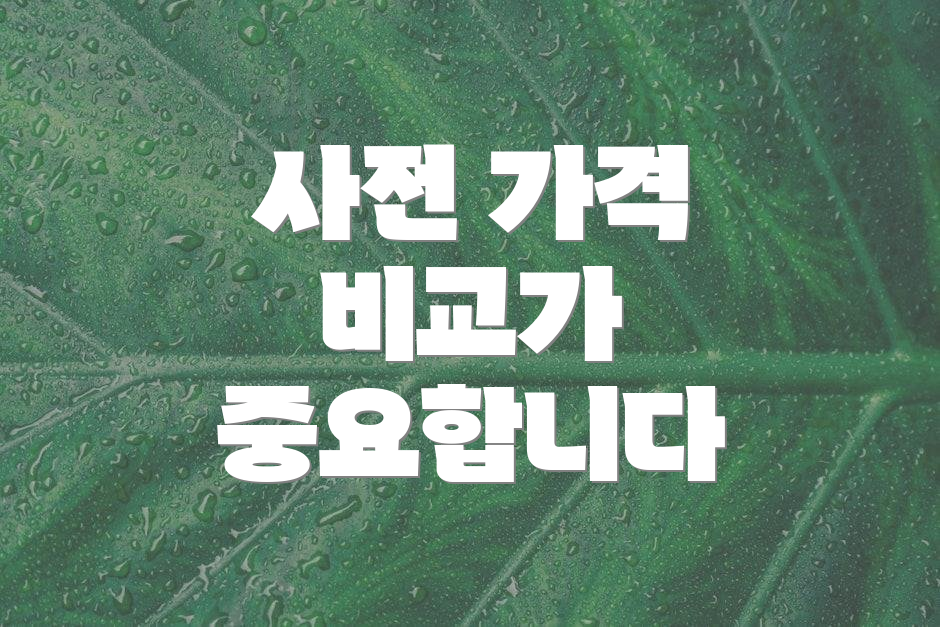 사전 가격 비교가 중요합니다