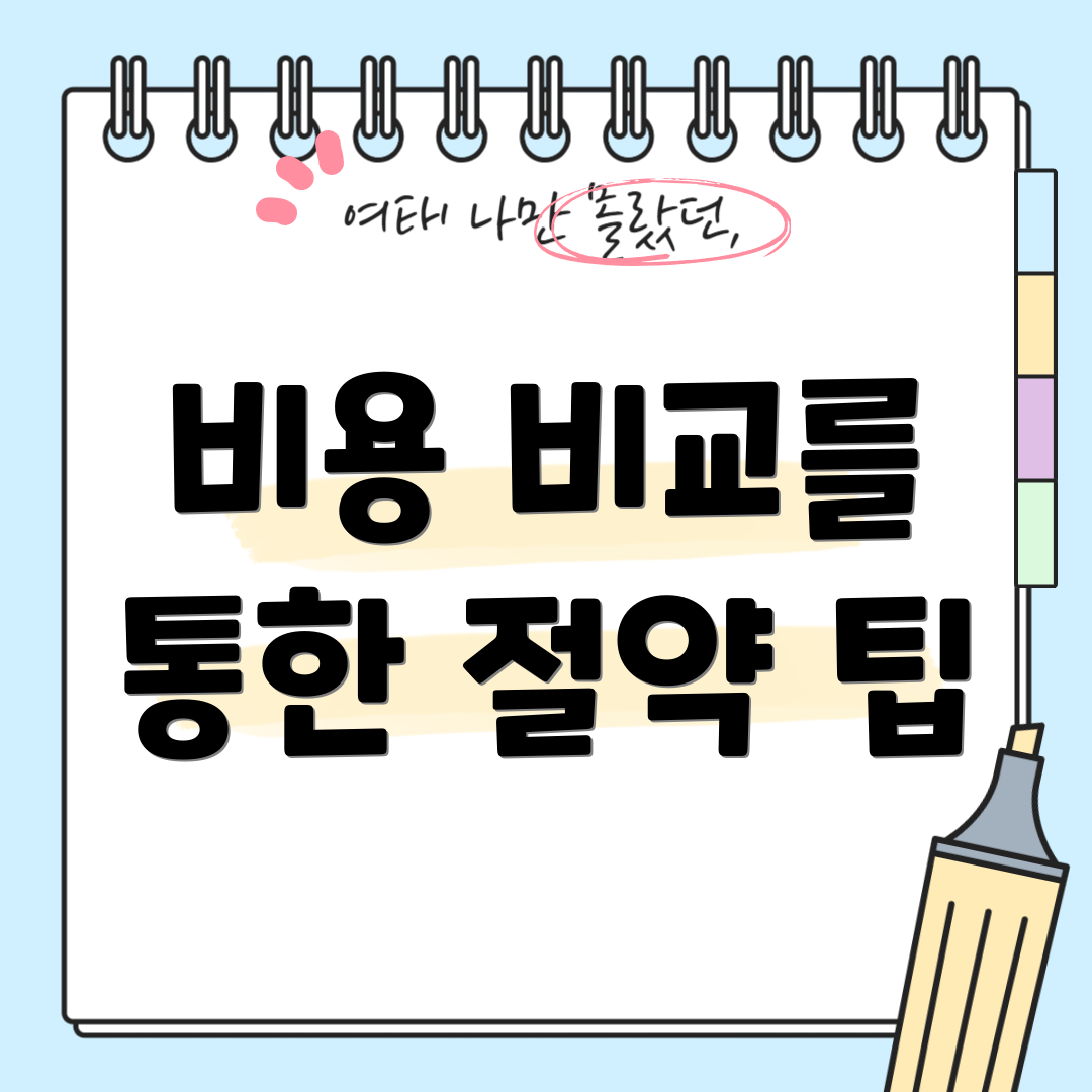 비용 비교를 통한 절약 팁