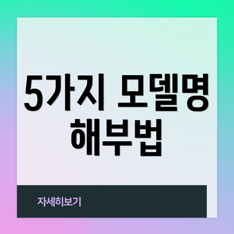 5가지 모델명 해부법