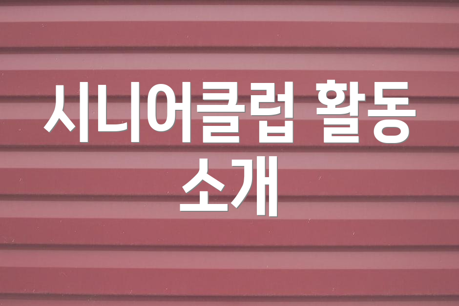 시니어클럽 활동 소개