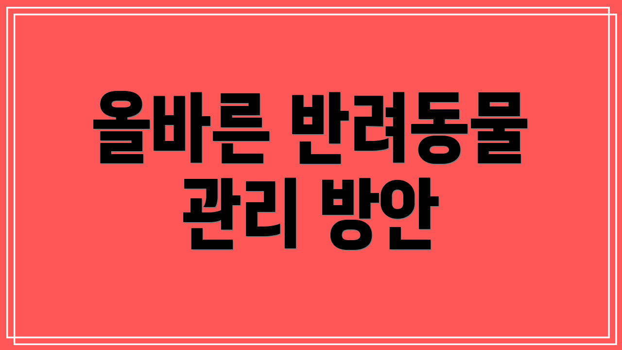 올바른 반려동물 관리 방안