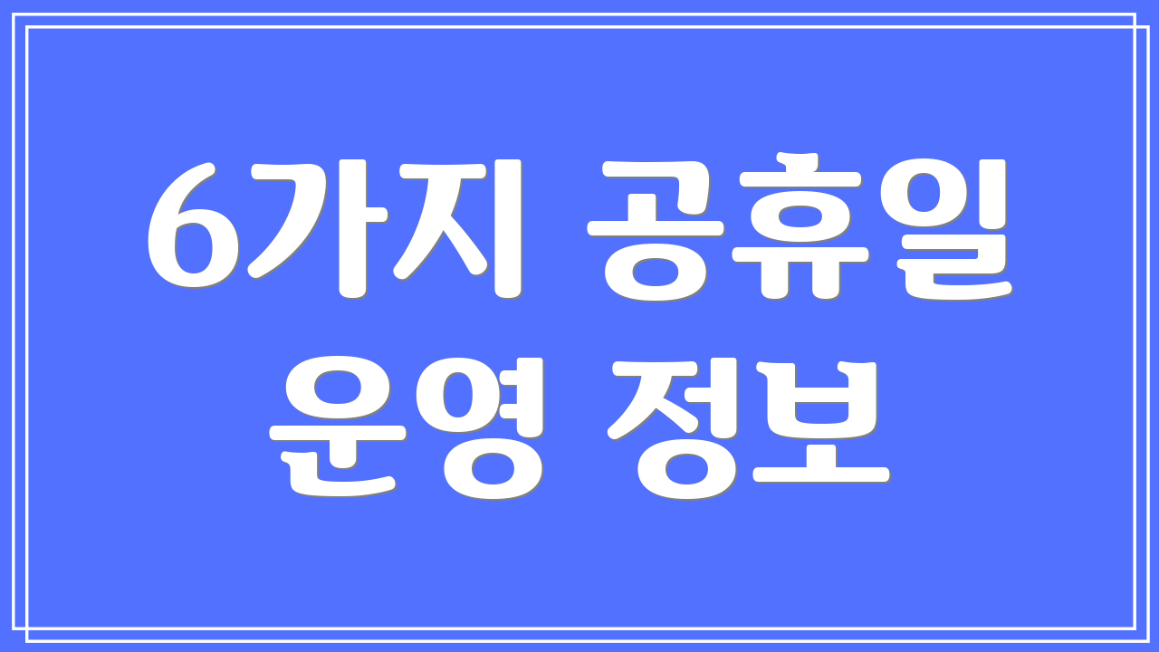 6가지 공휴일 운영 정보