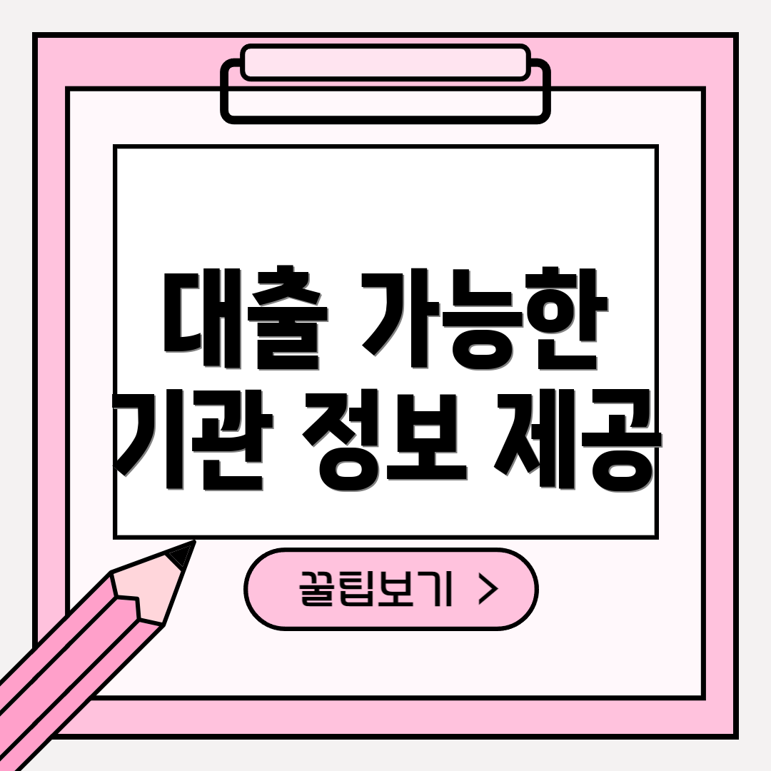 대출 가능한 기관 정보 제공