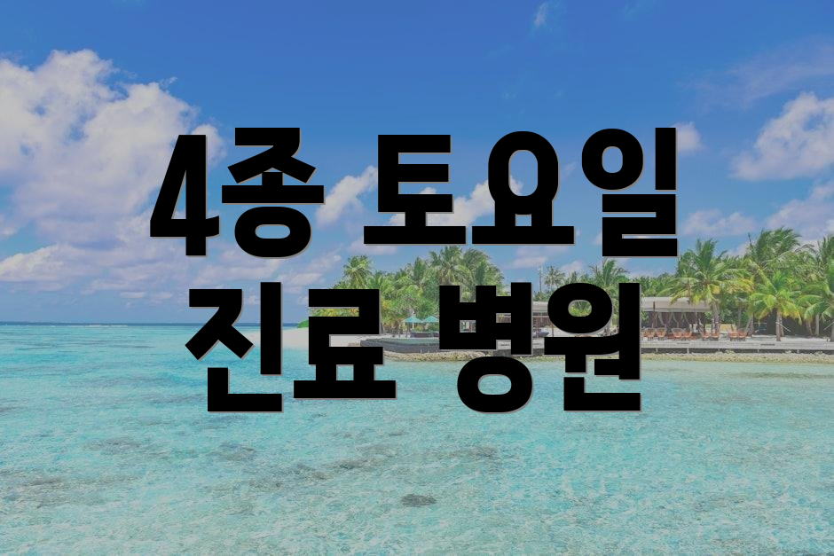 4종 토요일 진료 병원