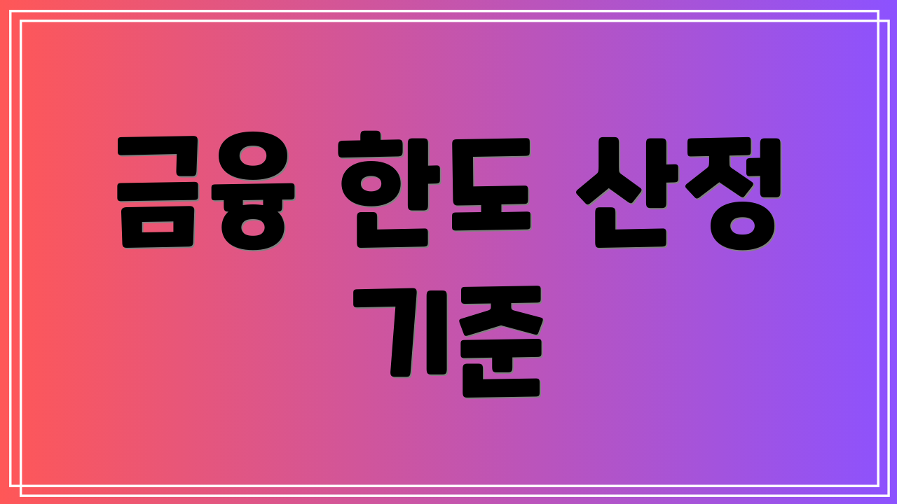 금융 한도 산정 기준