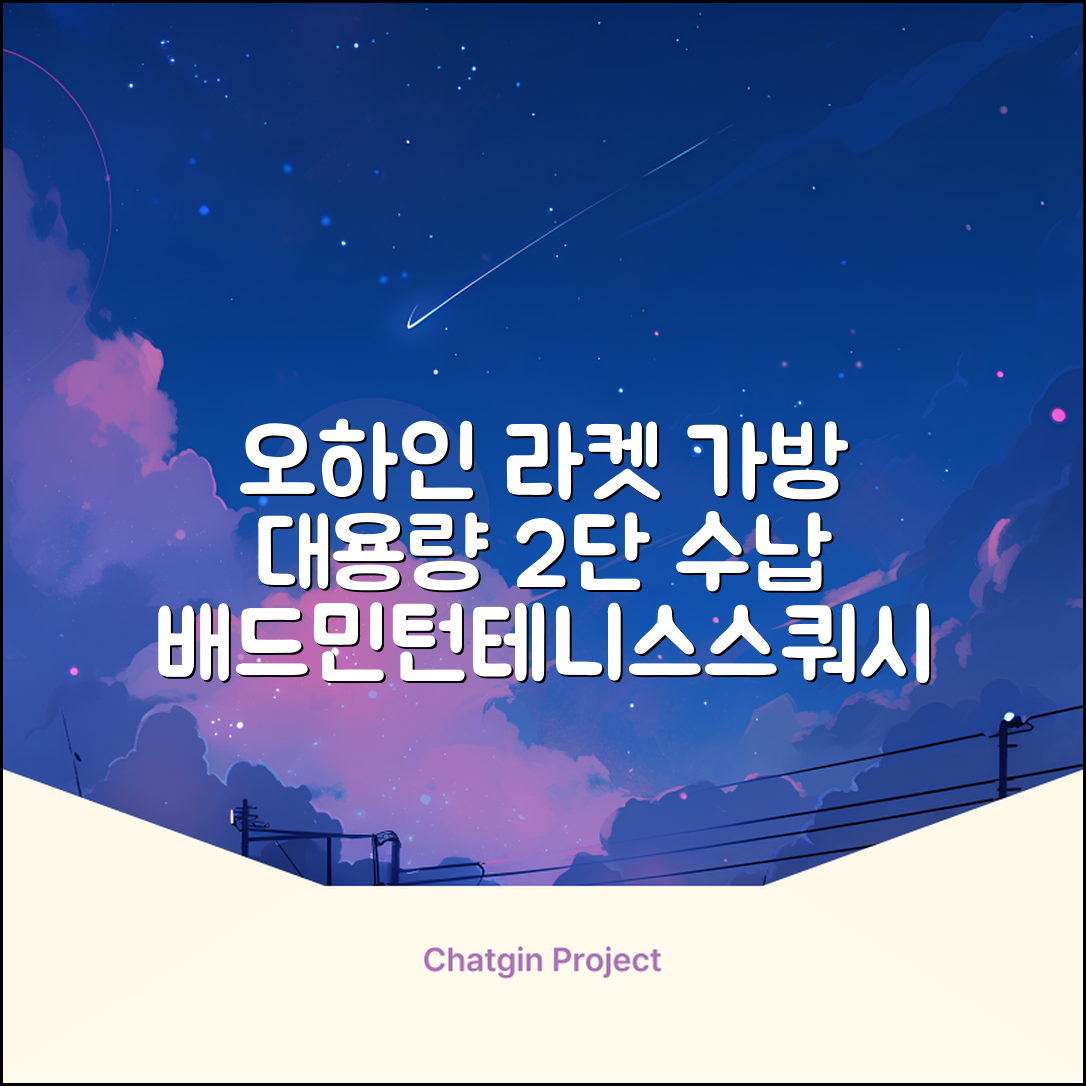 오하인 배드민턴 테니스 스쿼시 2단 대용량 라켓 가방, 블랙, 1개 추천 리뷰