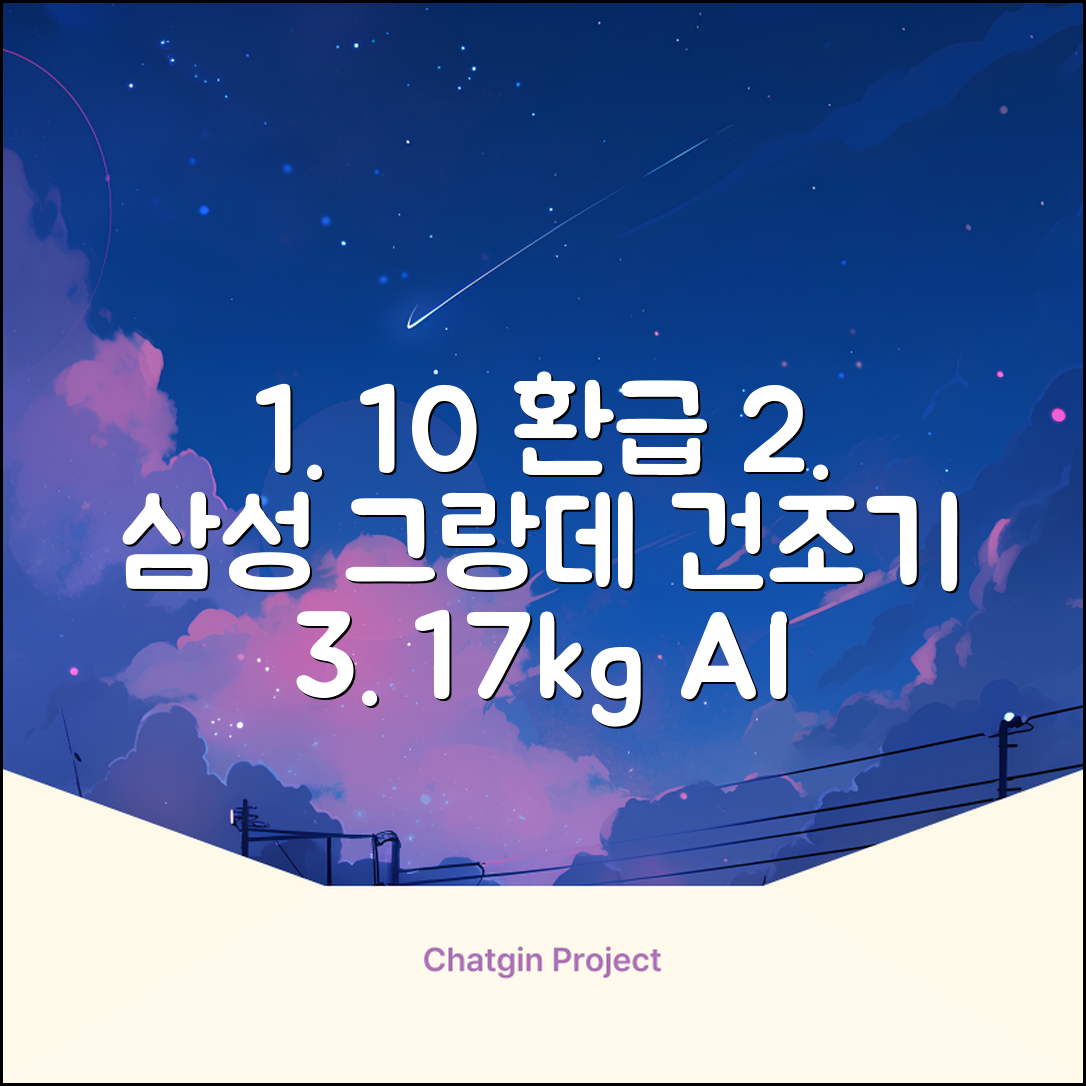 [10% 환급가전] 삼성전자 그랑데 건조기 AI 이녹스 DV17T8740BP 17kg 방문설치 추천 리뷰
